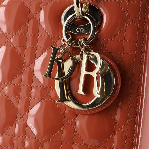 Christian Dior Lady Dior Bag Cannage Quilt Patent Medium Orange - Picture 6 of 9